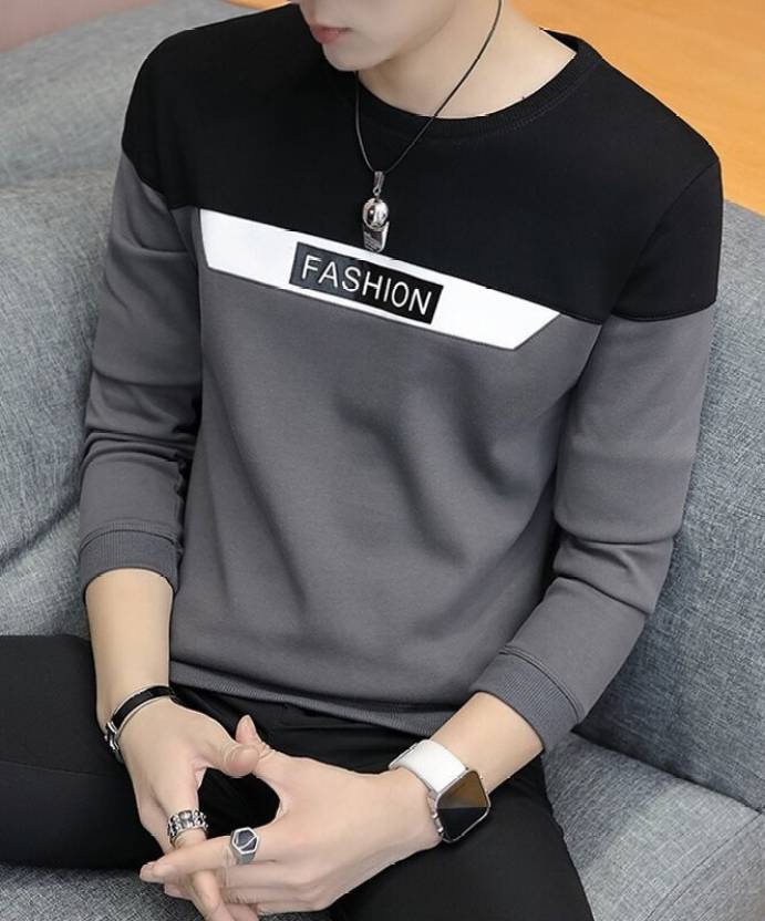 Eyebogler Color Block Men Round Neck Gre