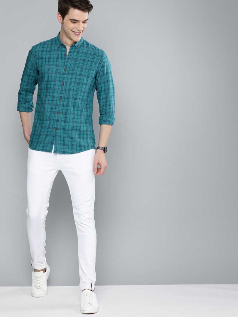 Mast & Harbour Men Checkered Casual Blue