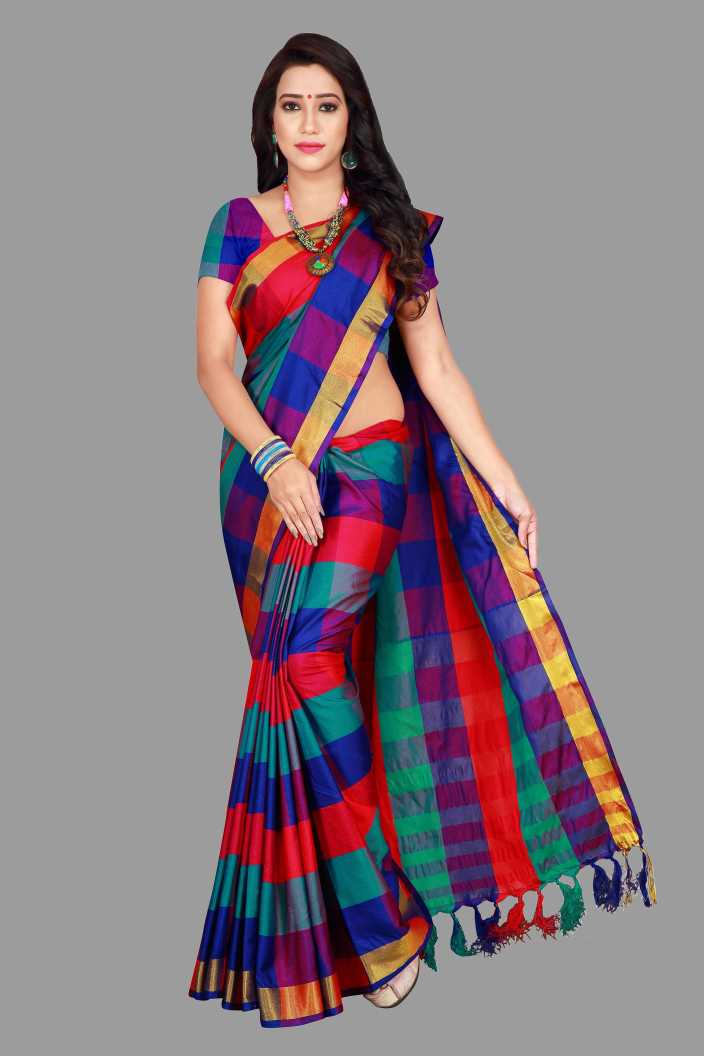 Buy Shaibo saree Checkered Daily Wear Co