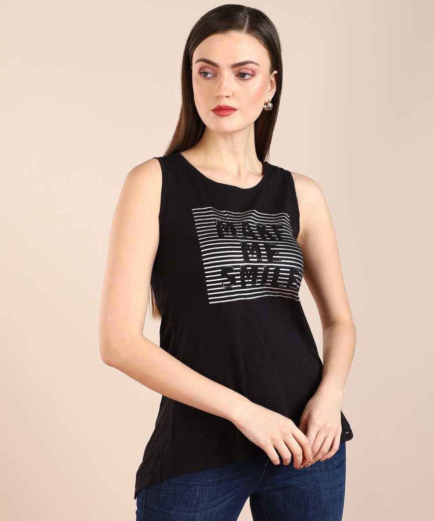 GAS Casual Sleeveless Printed Women Blac