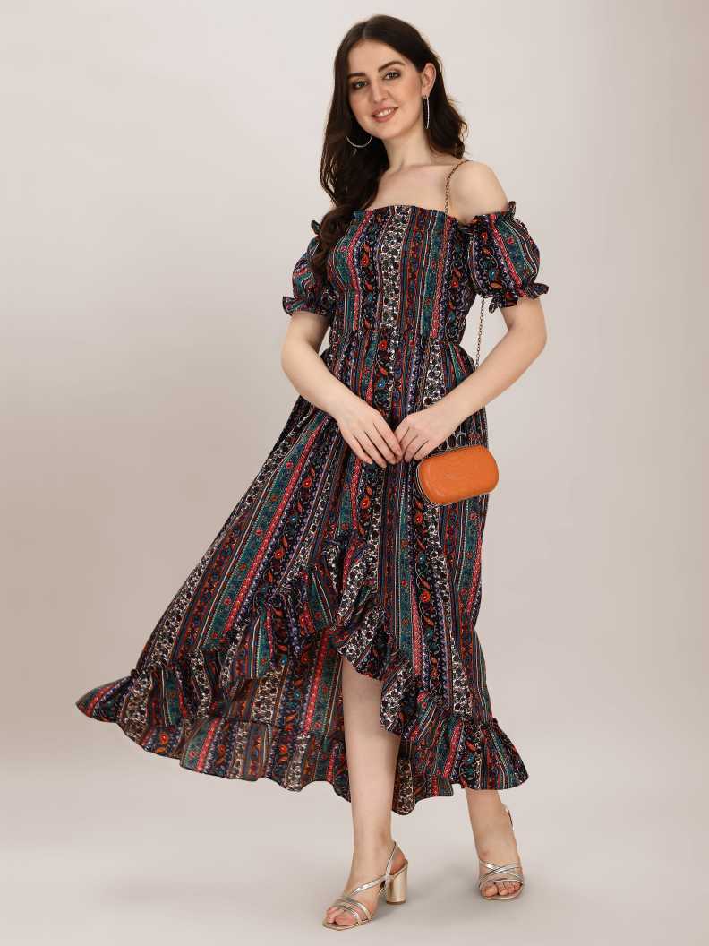 Oomph! Women Ruffled Multicolor Dress - 