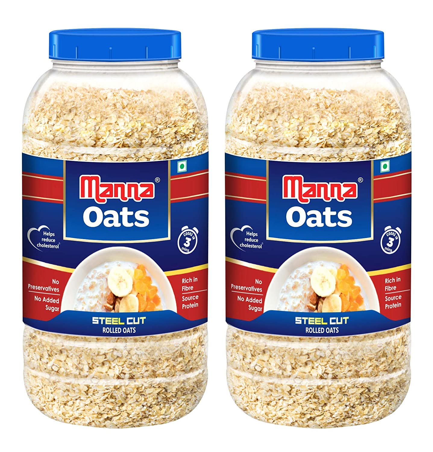 Manna Oats 2kg (1kg x 2 Jars) - Gluten F