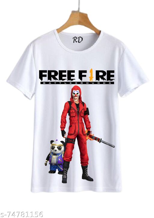 TRENDY ROUND NECK FREE FIRE TSHIRT FOR M