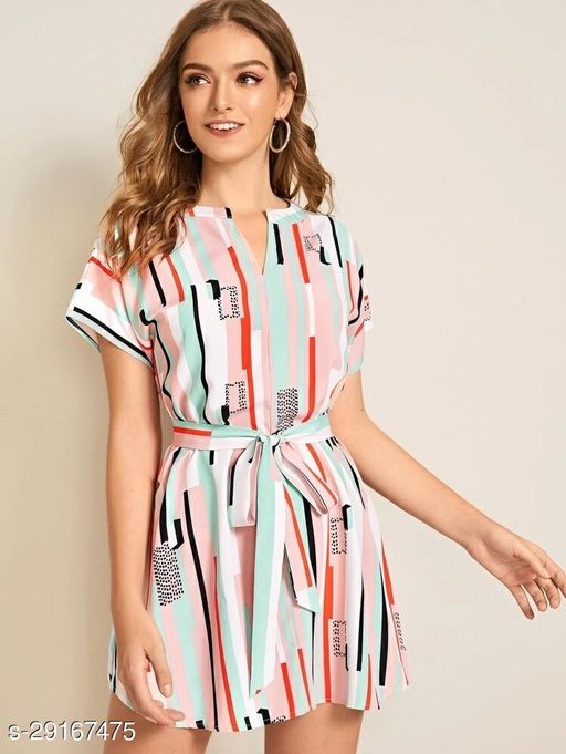 Women Western Shirt Dress With Belt In A