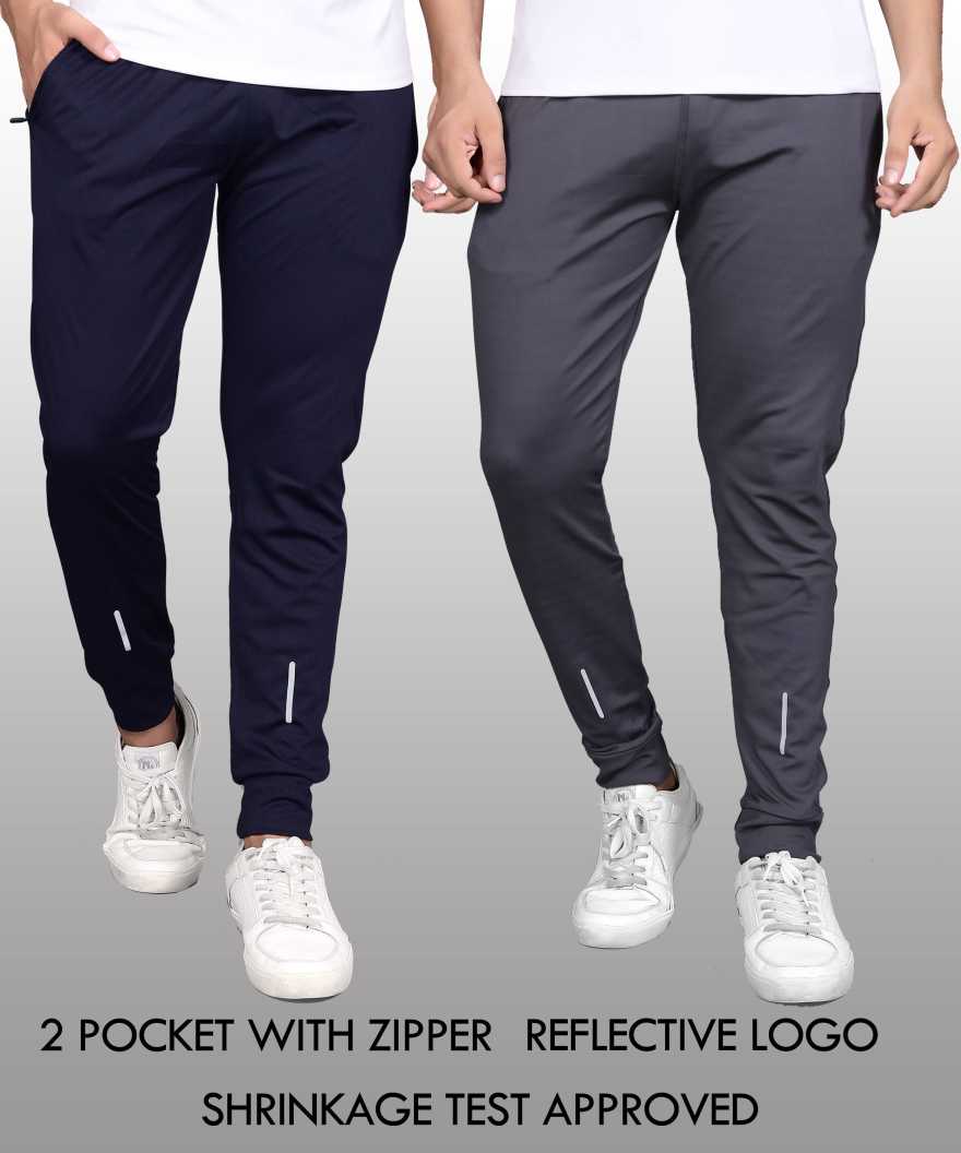 Foxter Solid Men Blue, Grey Track Pants 