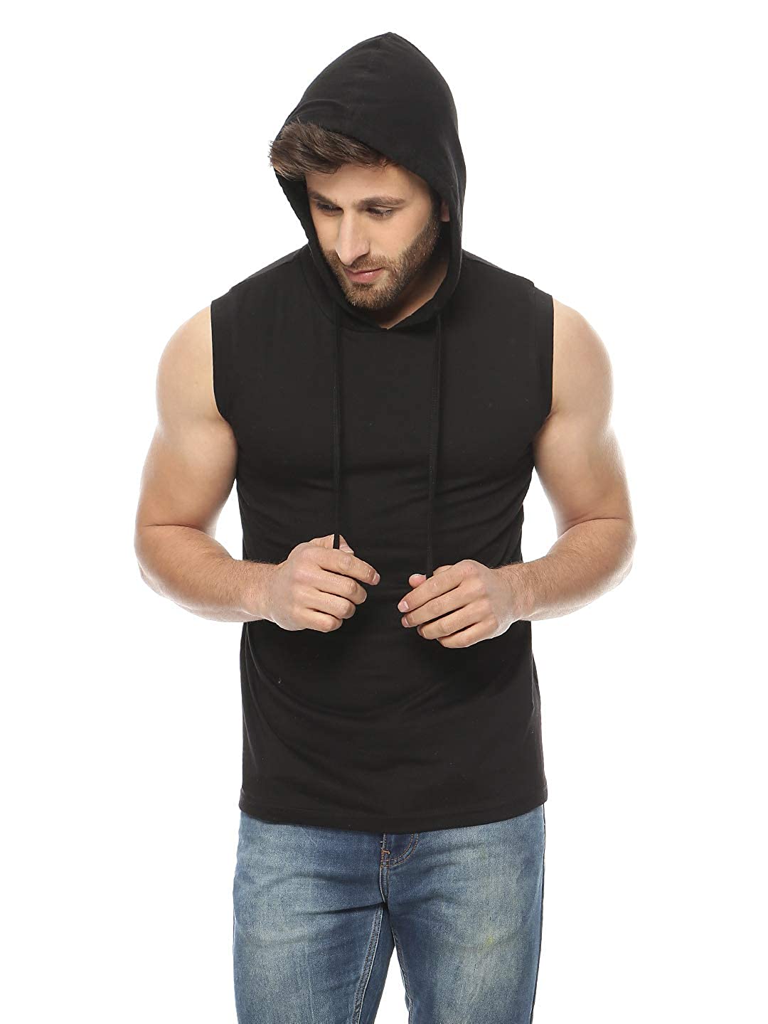 Buy GRITSTONES Men's Black Sleeveless Ho