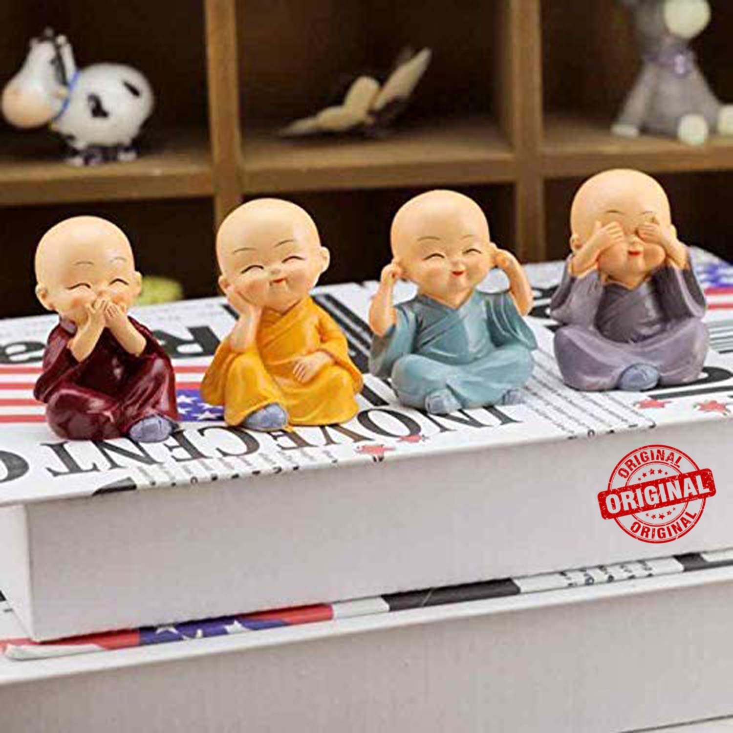 TIED RIBBONS Resin Buddha Monk Statues, 