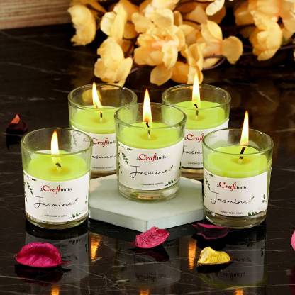 eCraftIndia Pack of 5 Glass Candle - Jas