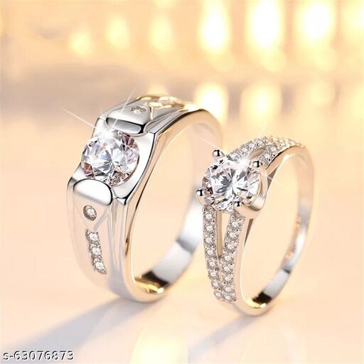 Trendy Silver Plated Couple ring