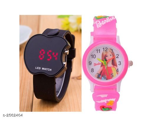 Trendy Pink Rubber Digital Kid's Watches