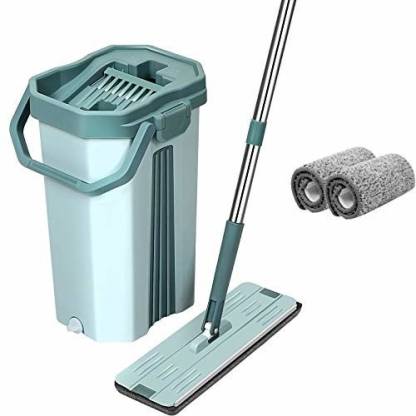 Upkaranwale Green flat mop and bucket se