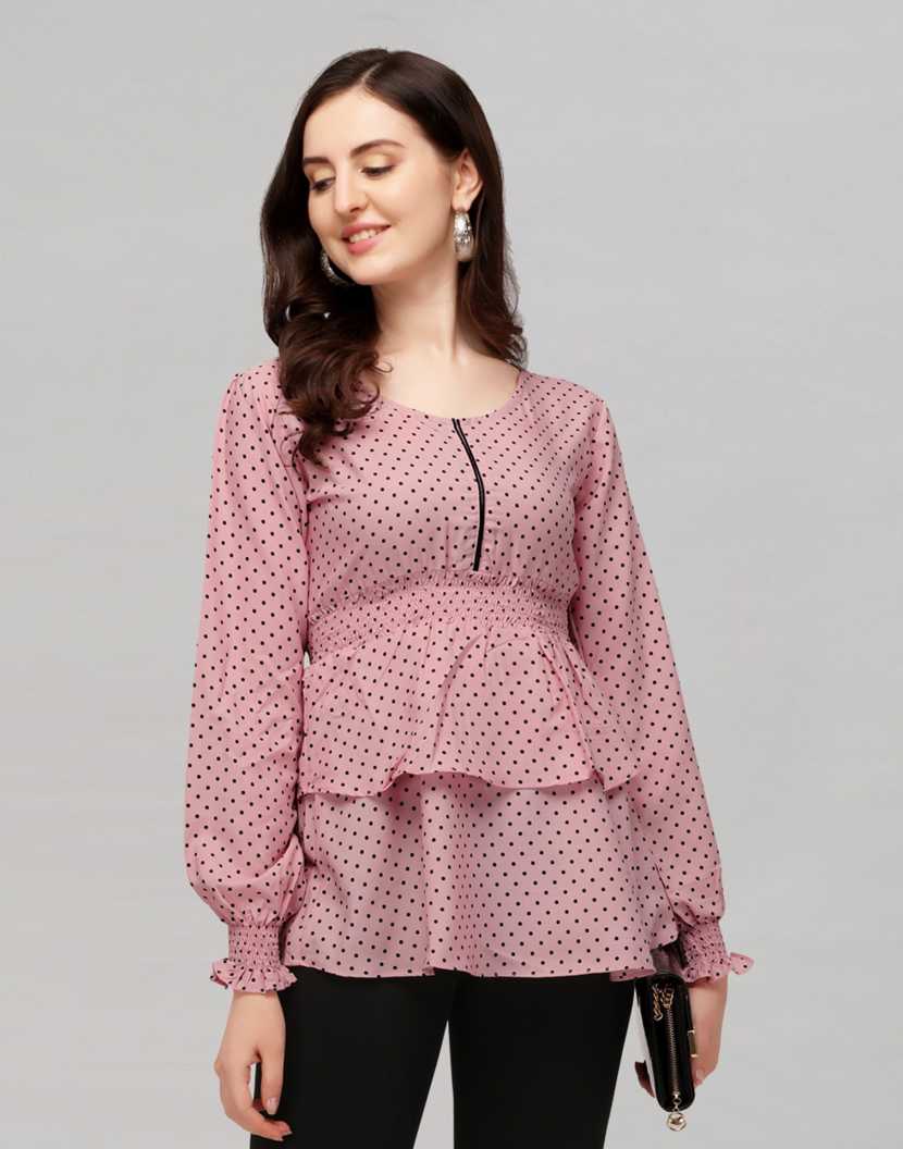 Selvia Casual Printed Women Pink Top - B