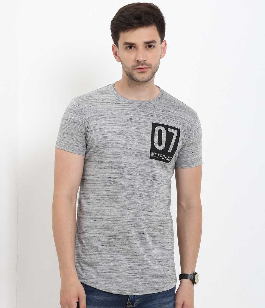 METRONAUT Self Design Men Round Neck Gre