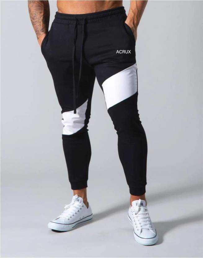 Acrux Color Block Men Black Track Pants 